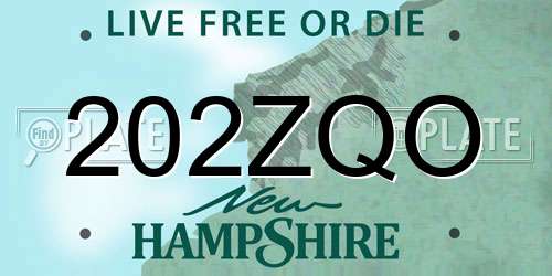 202ZQO New Hampshire License Plate