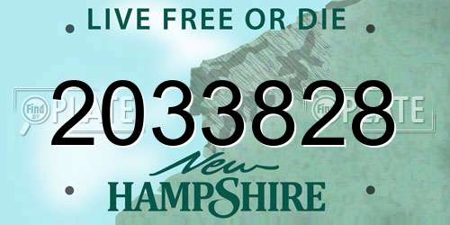 2033828 New Hampshire License Plate