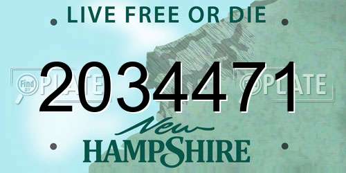 2034471 New Hampshire License Plate