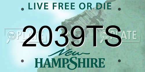 2039TS New Hampshire License Plate