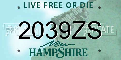 2039ZS New Hampshire License Plate