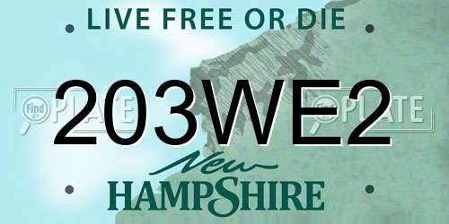 203WE2 New Hampshire License Plate