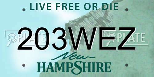 203WEZ New Hampshire License Plate