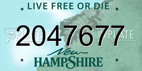 2047677 New Hampshire License Plate