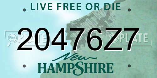 20476Z7 New Hampshire License Plate