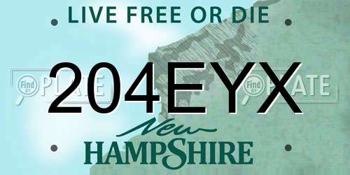 204EYX New Hampshire License Plate