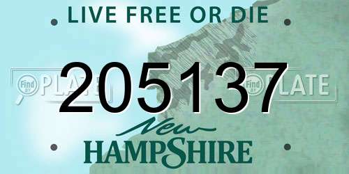205137 New Hampshire License Plate