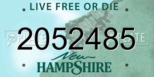 2052485 New Hampshire License Plate