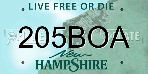 205BOA New Hampshire License Plate