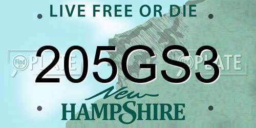 205GS3 New Hampshire License Plate