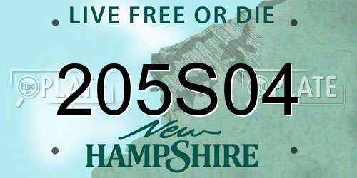 205S04 New Hampshire License Plate