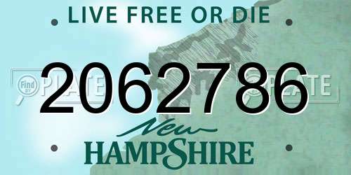2062786 New Hampshire License Plate