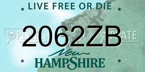 2062ZB New Hampshire License Plate