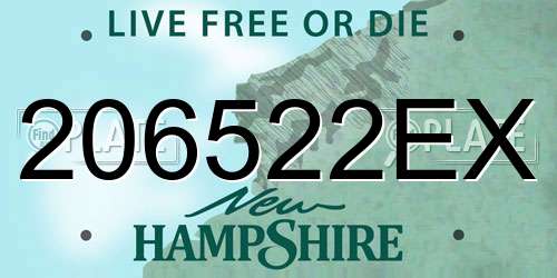 206522EX New Hampshire License Plate