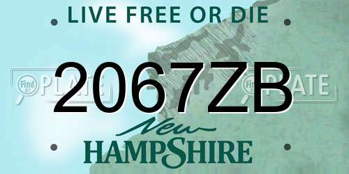 2067ZB New Hampshire License Plate