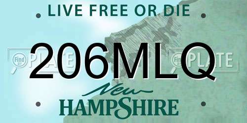 206MLQ New Hampshire License Plate