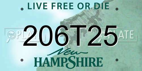 206T25 New Hampshire License Plate