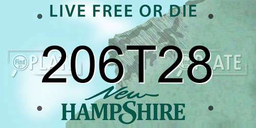 206T28 New Hampshire License Plate