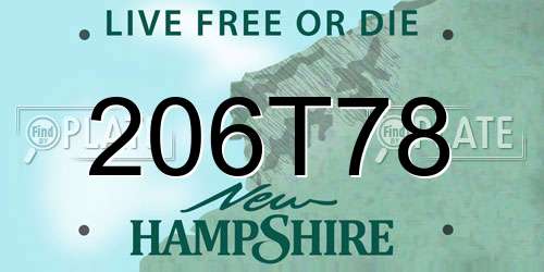206T78 New Hampshire License Plate