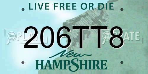 206TT8 New Hampshire License Plate