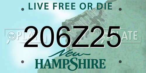 206Z25 New Hampshire License Plate