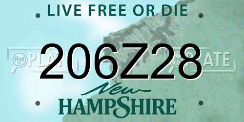 206Z28 New Hampshire License Plate
