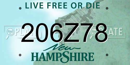206Z78 New Hampshire License Plate