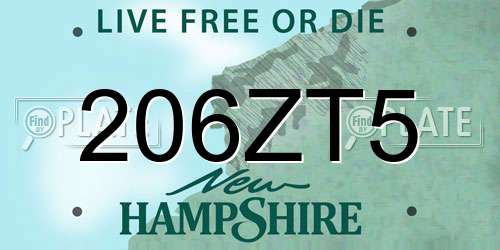 206ZT5 New Hampshire License Plate