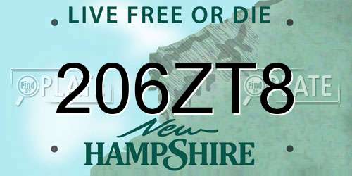 206ZT8 New Hampshire License Plate