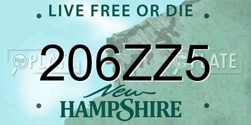 206ZZ5 New Hampshire License Plate