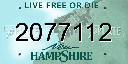 2077112 New Hampshire License Plate