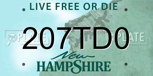 207TD0 New Hampshire License Plate