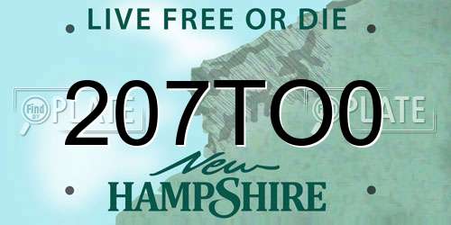 207TO0 New Hampshire License Plate