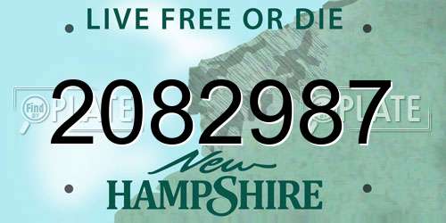 2082987 New Hampshire License Plate
