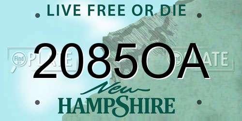2085OA New Hampshire License Plate