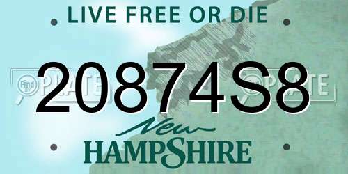 20874S8 New Hampshire License Plate
