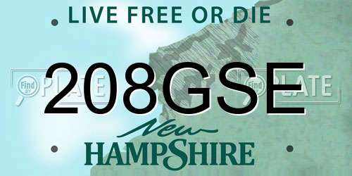 208GSE New Hampshire License Plate