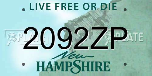 2092ZP New Hampshire License Plate