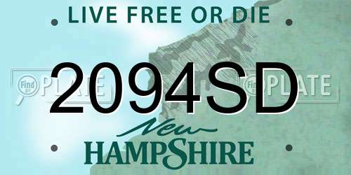 2094SD New Hampshire License Plate