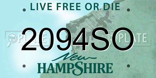 2094SO New Hampshire License Plate