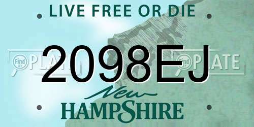 2098EJ New Hampshire License Plate