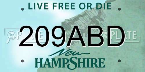209ABD New Hampshire License Plate