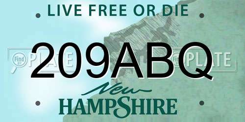 209ABQ New Hampshire License Plate