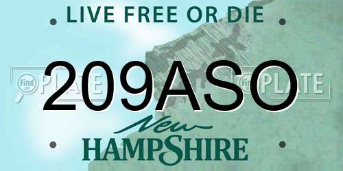 209ASO New Hampshire License Plate