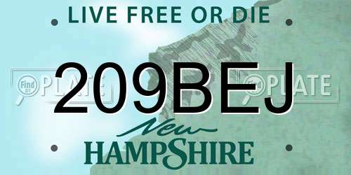 209BEJ New Hampshire License Plate