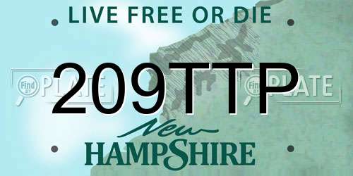 209TTP New Hampshire License Plate