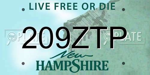 209ZTP New Hampshire License Plate