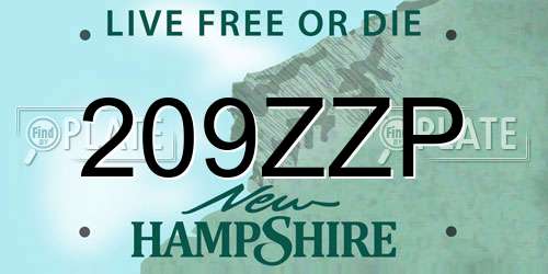 209ZZP New Hampshire License Plate