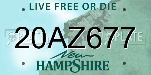 20AZ677 New Hampshire License Plate
