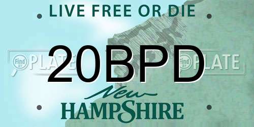 20BPD New Hampshire License Plate